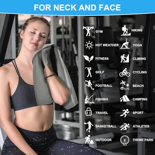 6 Pack Cooling Towels for Neck and Face - Blue, Orange, Green, Purple, Blue, Gray