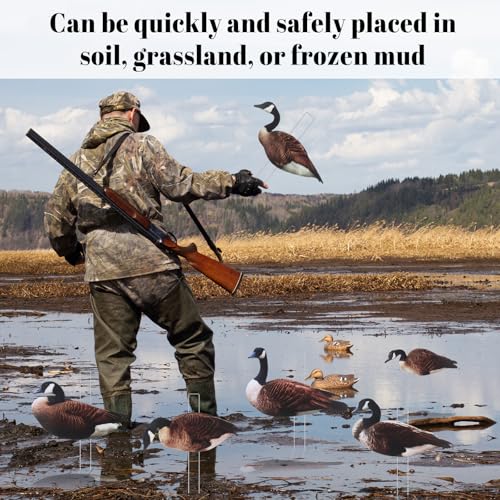CroBlissful 12 Pack Goose Silhouette Decoys with Metal Stakes - Realistic Outdoor Hunting Set