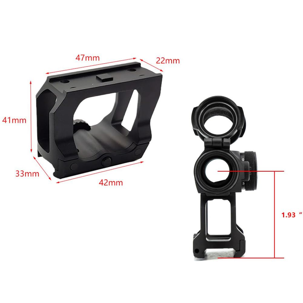okyass 1.54''/1.93" Height Heightening Bracket Scope Mount for Tactical T2 Red Dot Sight QD Scope Riser Mount (1.93" Center Height)