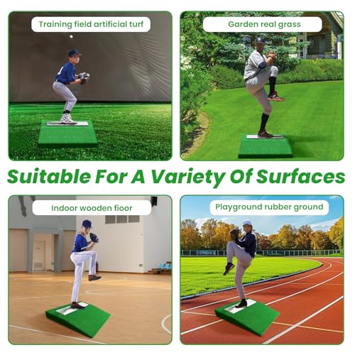 Portable Baseball Pitching Mound with Regulation Rubber & Carry Handle - 30x30x4 Inches
