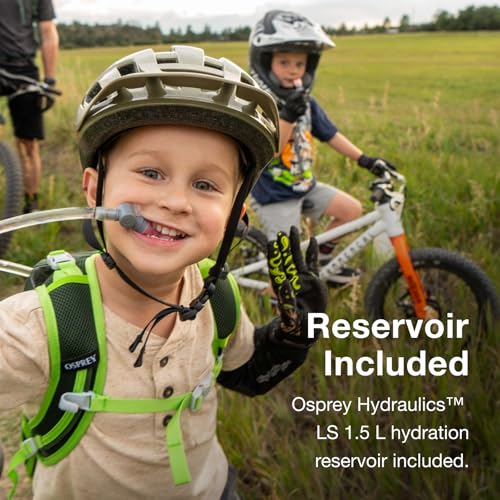 Osprey Moki Kids' Bike Hydration Pack - Green Canopy, 1.5L Reservoir, Kids 4-12