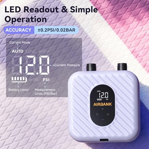 Rechargeable Paddle Board Pump with 7 Nozzles, Auto-Off, Lightweight, Fast Inflation