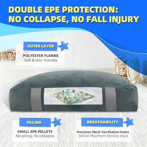 GYMMALL Gray 3'x4' Crash Sensory Pad with EPE Foam for Kids, Autism & Therapy Safety