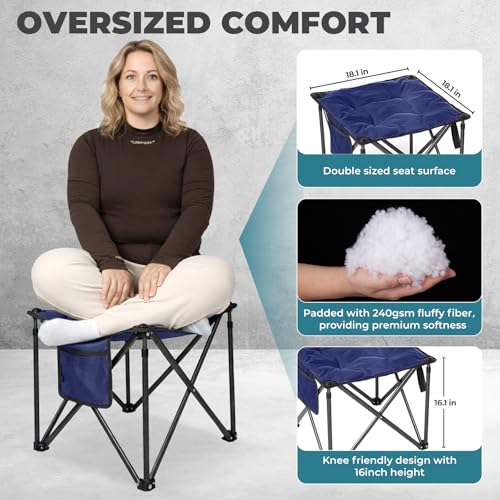 FUNDANGO Blue 2-Pack Padded Camping Stools 18.1in Support 440Lbs Foldable