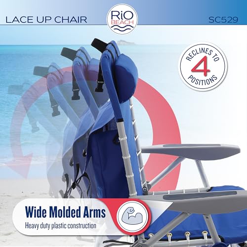 Navy 4-Position Lace-Up Backpack Beach Chair - Portable Sand Seat