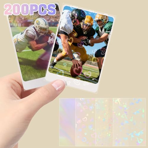 200pcs Holographic Card Sleeves 66x91mm for Trading Cards & Collectibles Front Holographic Back Clear - Variation of THIS listing