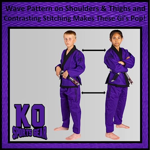 Kids BJJ Gi Set Purple M0 - Pre-Shrunk Jiu Jitsu Jacket & Pants for Children