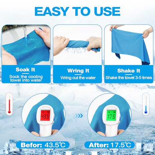 MENOLY 6 Pack Cooling Towels 40x12 Inch Instant Chill Sports Towels with Breathable Carry Bags