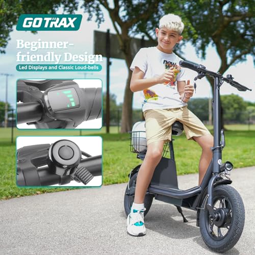 Gotrax 12/14/16-Inch Electric Scooter with Seat for Adults & Teens, Black