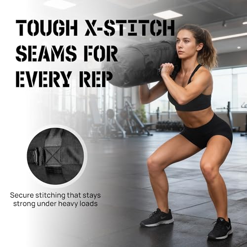 Yes4All XL Adjustable Sandbags for Weight Training - Black, 125-200 lbs