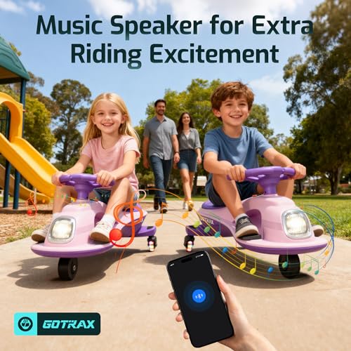 Kids Electric Wiggle Car - Purple, 12V Battery, 120 Min Ride, Bluetooth