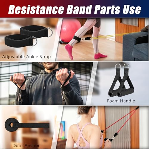 5-Level Resistance Bands with Handles for Full-Body Workout, Portable Fitness Set