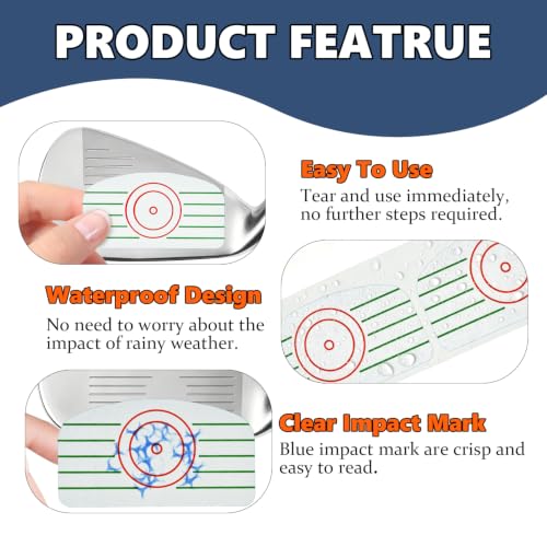Golf Impact Tape Labels 250PCS Roll for Irons & Woods Swing Feedback