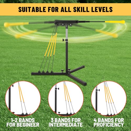 Adjustable Baseball Swing Trainer with 4 Resistance Bands & Carry Bag - 31-43 Inch