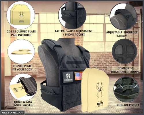 20lb Weighted Vest for Men & Women - Adjustable Fitness & Training Vest with Phone Pocket