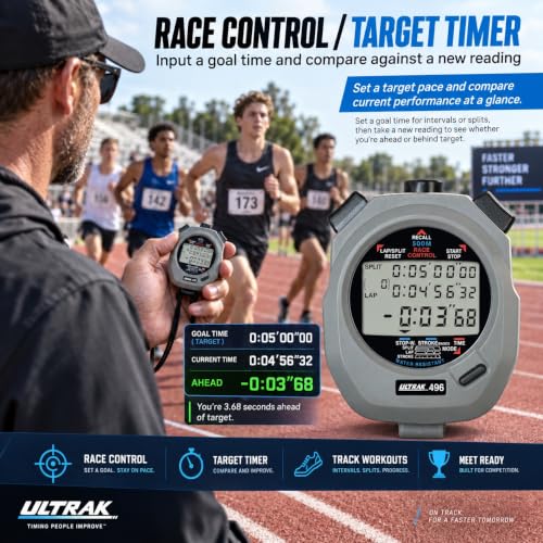 Ultrak 496 500 Memory Stopwatch with Lap, Split, Stroke Rate & Race Timer
