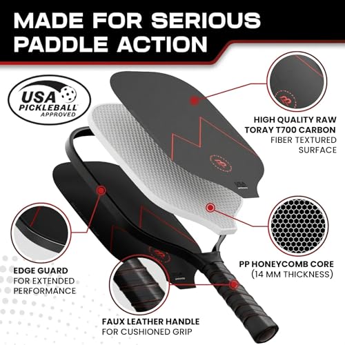 Carbon Fiber Pickleball Paddle Set with 4 Balls & Carry Bag – USAPA Approved, T700 Core