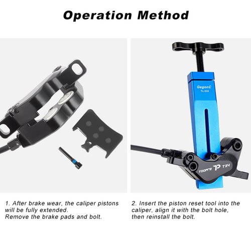 GegonC Hydraulic Disc Brake Caliper Piston Press Tool, CNC Aluminum Alloy Reset Tool for Shimano, SRAM, Magura, Hope Dual/Quad Piston Brakes, Flat-Push Design for Ceramic Pistons