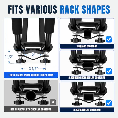Forluck Kayak Roof Rack J-Bar Carrier Set - Black, 2 Pairs, Holds 2 Kayaks