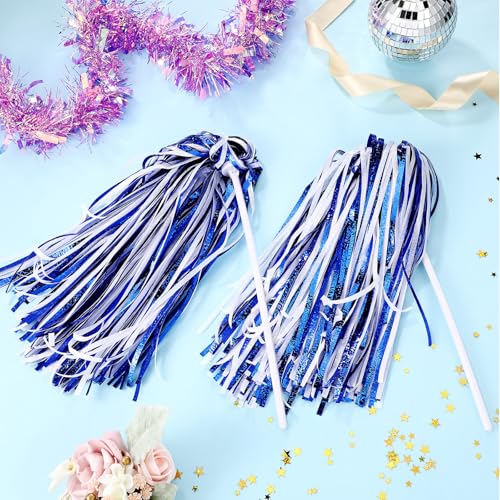 120 Pcs School Spirit Shakers Bulk White and Blue for Cheer Events