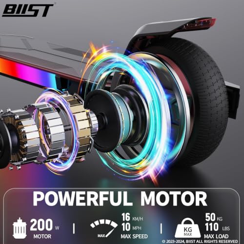 BIIST Pink Foldable Electric Scooter for Kids 200W LED Lights UL2272