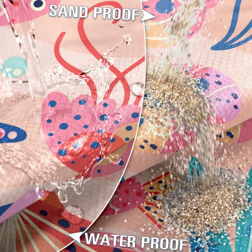 Pink Ocean Beach Blanket Sandproof Waterproof 78x81 Inch Oversized Mat