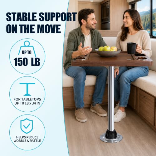 29 Inch Marine Aluminum RV & Boat Table Pedestal - Silver, Heavy-Duty Support