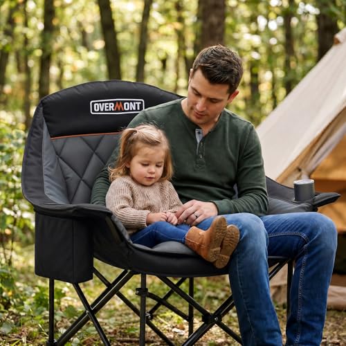 Overmont Oversized XL Camping Chair Black 500 lb Support Heavy Duty Adults