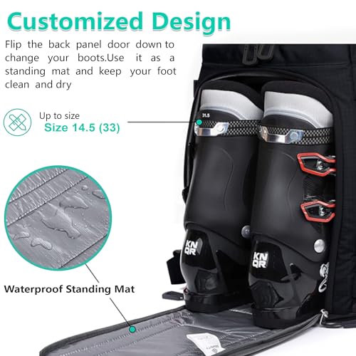 SEMSTY White 70L Waterproof Ski Boot Bag with Multiple Compartments