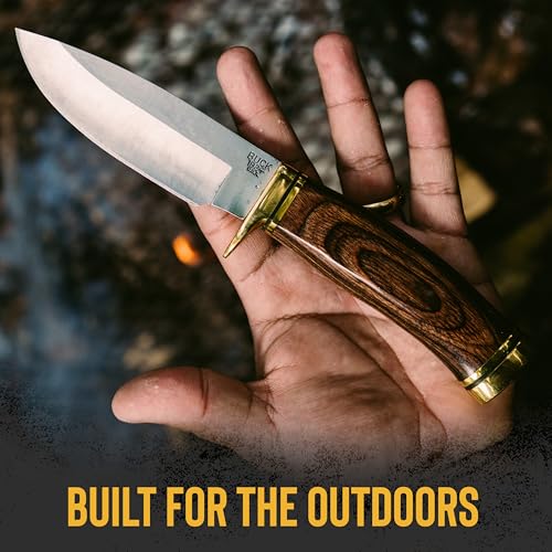 Brown Buck Knives 192 Vanguard Fixed Blade Hunting Knife with Sheath - DymaLux Handle