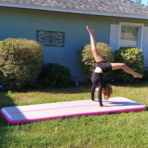 Pink 10ft Inflatable Gymnastics Air Mat with Electric Pump - Tumbling & Training Mat