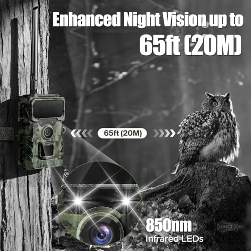 Solar Trail Camera 4G LTE 64MP 2K HD Night Vision Live Streaming Wildlife Camera