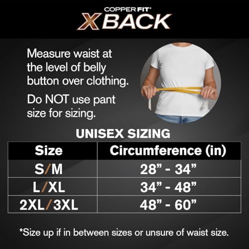 Copper Fit X-Back Lumbar Support Brace Large/XL (34-48") for Lower Back Pain