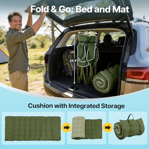XXL Camping Cot with Mattress & Pillow - 32 Inch Wide, Green