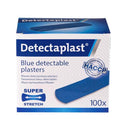 Blue Metal Detectable First Aid Bandaids - 0.98 x 2.83 in, 100 pcs, Flexible, Latex-free