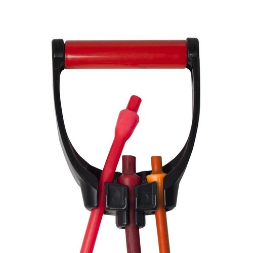 Lifeline Triple Grip Handles Fit Up to Three Resistance Cables for Continuous Muscle Tension Training , Black/Red