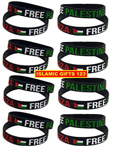 Sports Silicone Wristbands - Free Palestine Bracelets for Women & Men - Waterproof Rubber Support Palestine Flag - 12