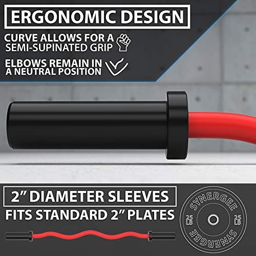Synergee EZ Curl Bar - Red Cerakote, Chrome & Black Phosphate, 45.5 Inch