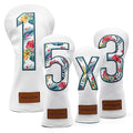 BAIRBRE White Leather Golf Club Headcover Set for Driver, Fairway & Hybrid - 4PCS
