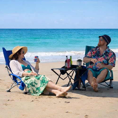 Romswi High Back Folding Camping & Beach Chair 300lb Support, Lightweight
