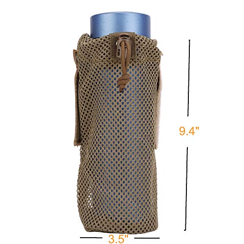 Coyote Brown Nylon Water Bottle Pouch with Molle Tactical Holder for 17oz Bottles