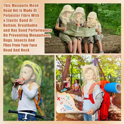 Mosquito Head Net Face Mesh Beige 4 Pack Outdoor Bug Protection