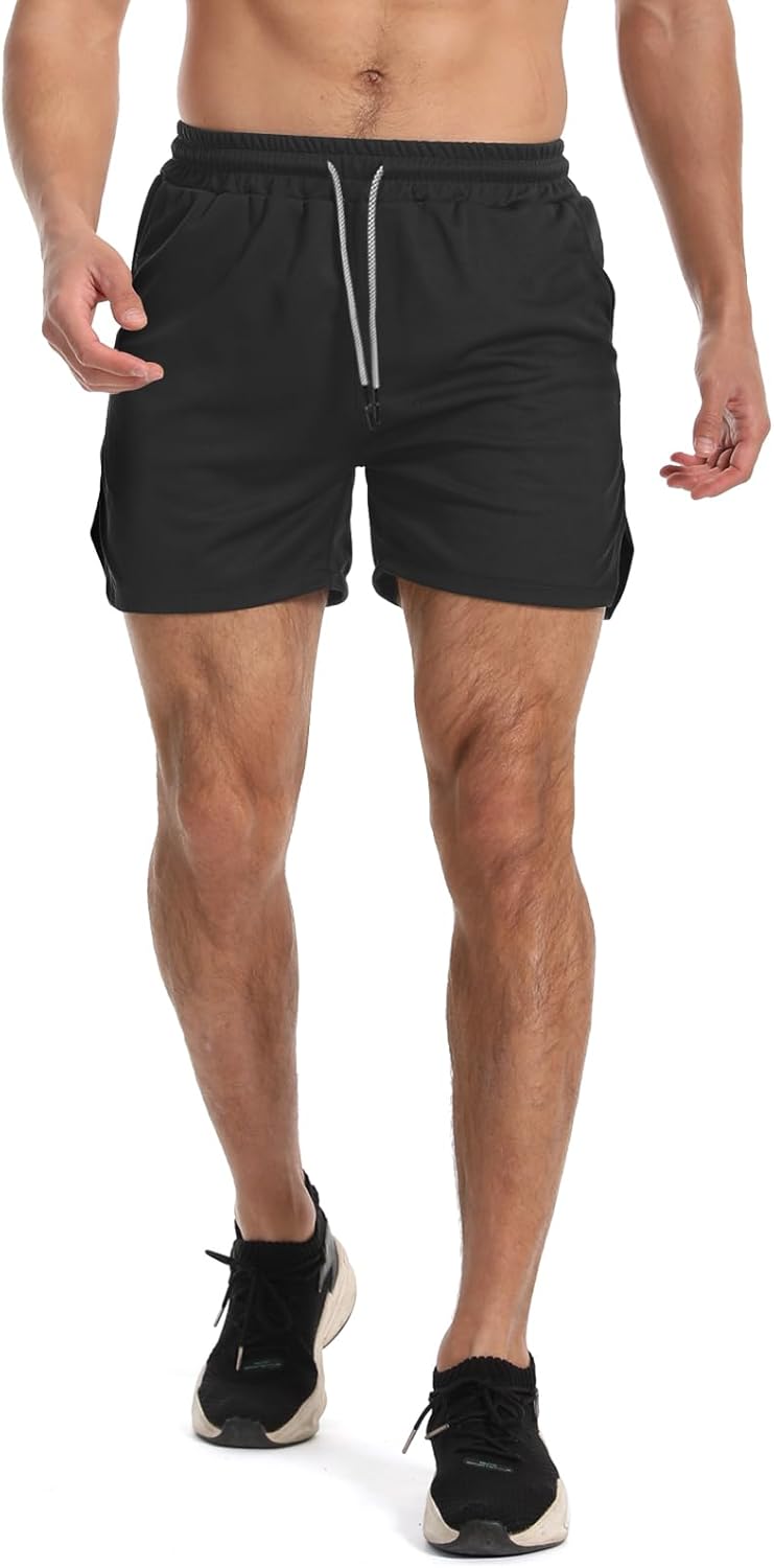 Aolesy Men's Gym Workout Shorts - Lightweight Athletic Shorts with Zip Pockets | 5"/7"/10" Sizes