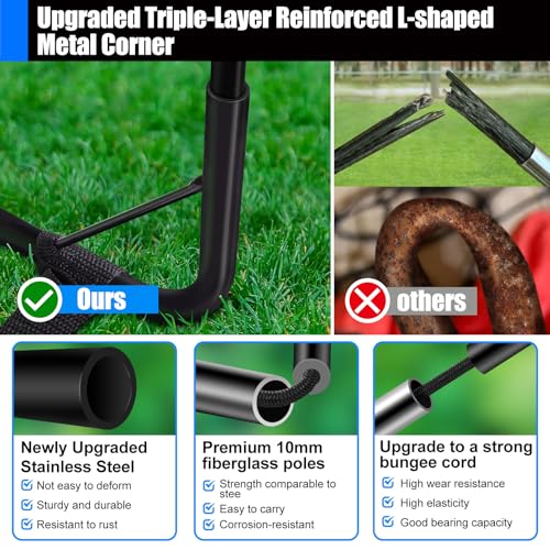 FITPARNER Kids Soccer Goals Set 6x4 FT Blue/Black Portable Pop Up Nets with Ball & Cones