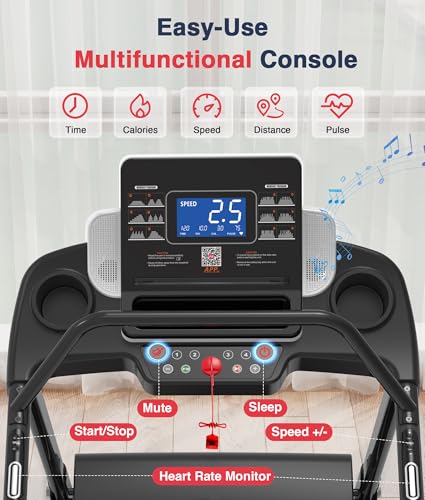 Redliro Black Senior Walking Treadmill 400lb Capacity with Handrails, Incline & Easy Controls