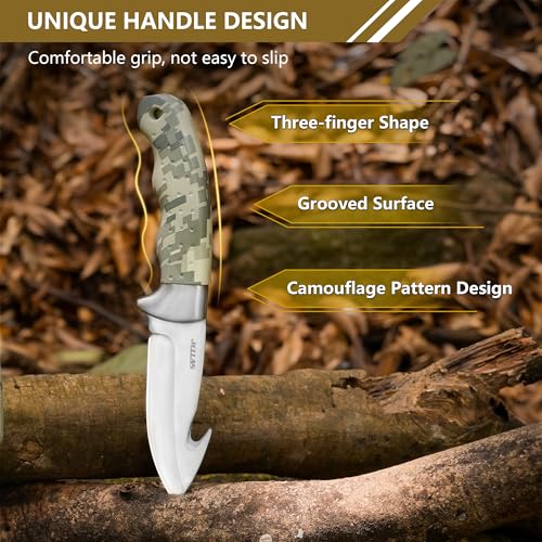 Jellas 15-Piece Hunting & Outdoor Gear Set with 4.6-Inch Fixed Blades and Portable Case