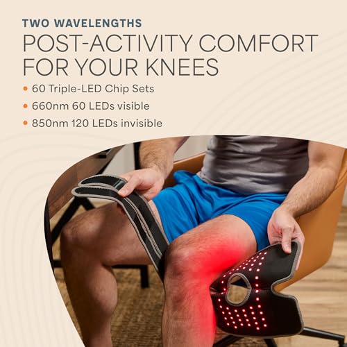Gray LifePro Biorecover Red Light Knee Therapy Wrap - Dual Spectrum, Hands-Free, One Size