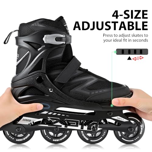 2PM SPORTS Adjustable Inline Skates Women Men Youth Black Large Size 4.5-7/5-8