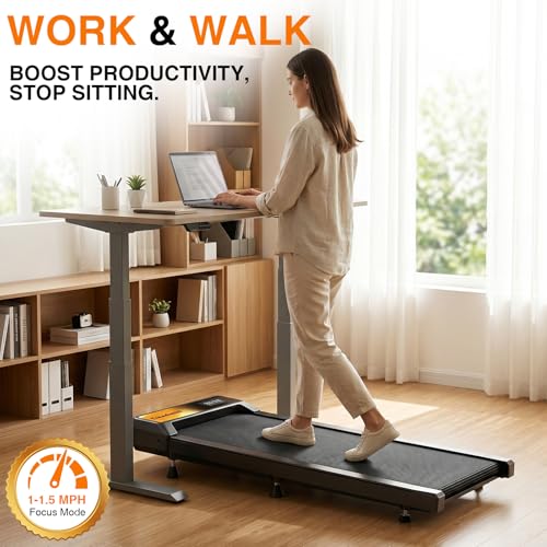 Gkyet 2.5HP Under Desk Walking Treadmill with 5% Incline, Remote & Compact Design
