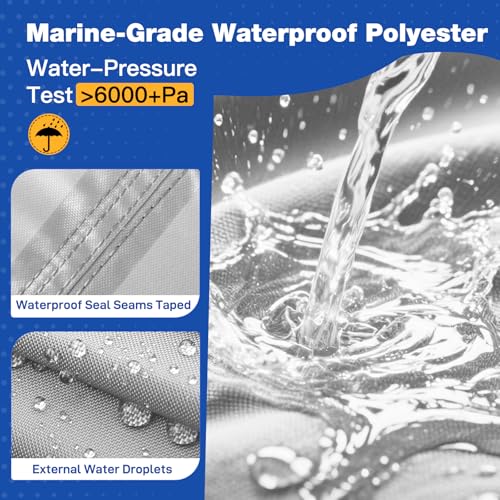 YimSting Gray Waterproof Boat Cover 15-17 ft, 92" Beam, Heavy Duty